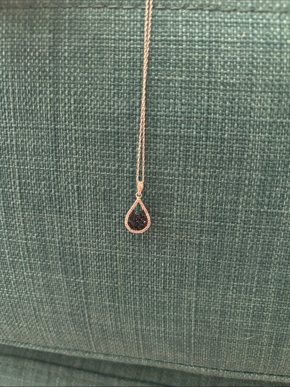Delicate Teardrop Pendant Necklace with Black Stone
